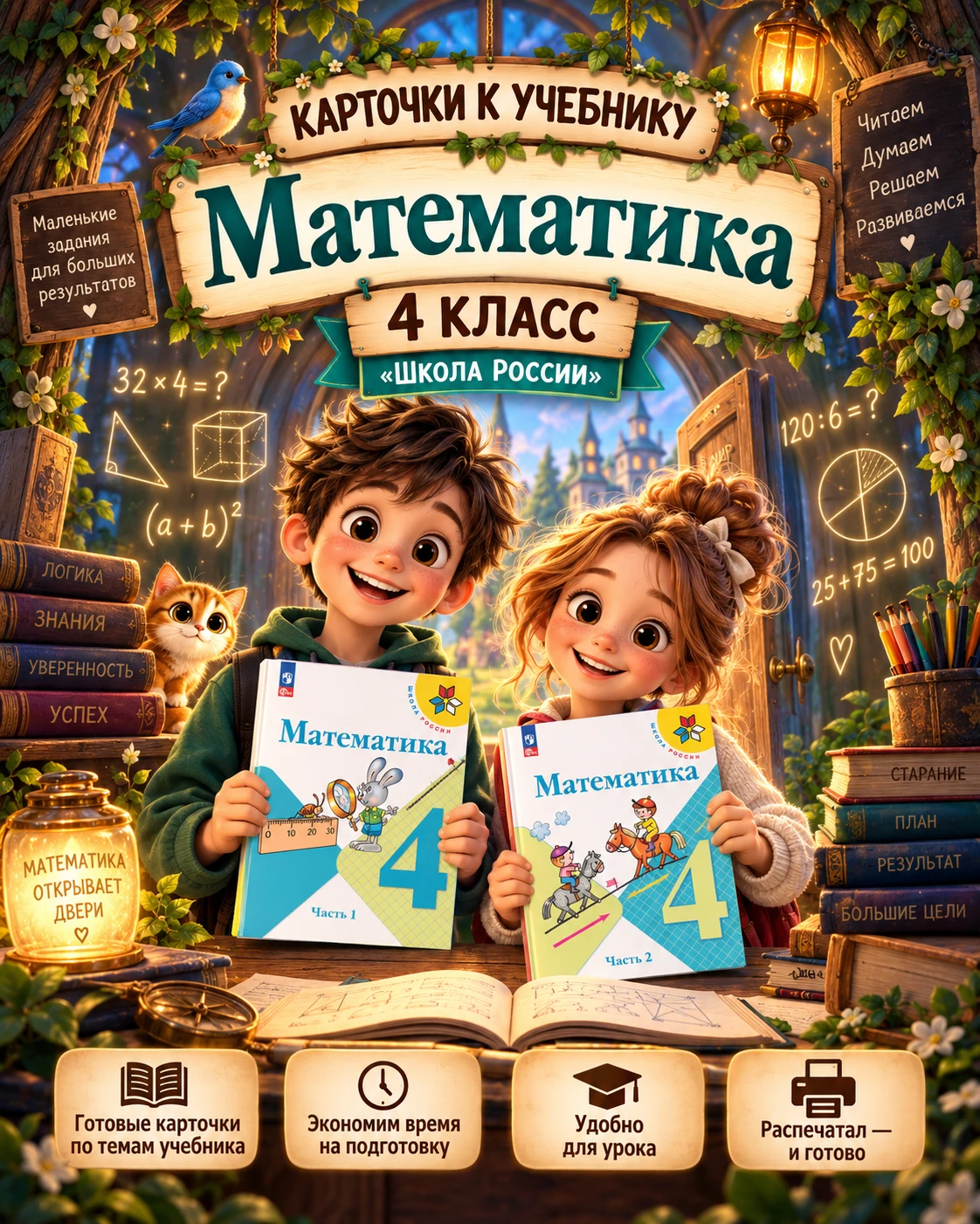 Готовим большой комплект карточек к 1 части учебника «Математика» — 4 класс, «Школа Рос...