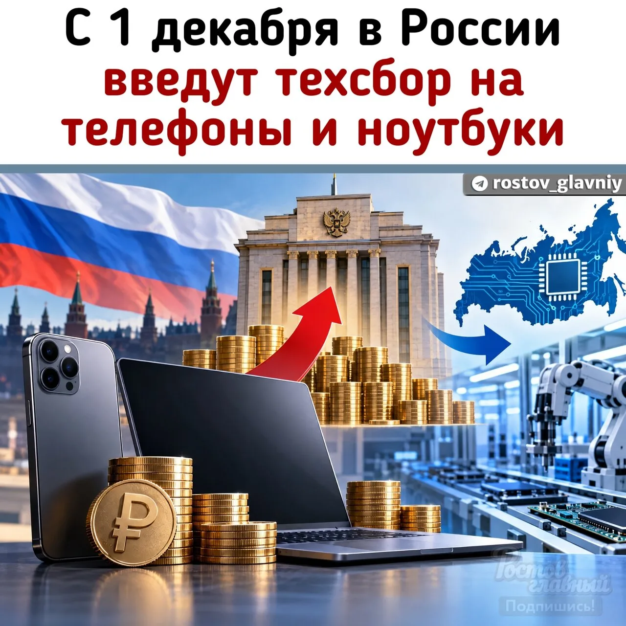 💰 С 1 декабря в России введут технологический сбор на телефоны и ноутбуки! В бюджет ра...