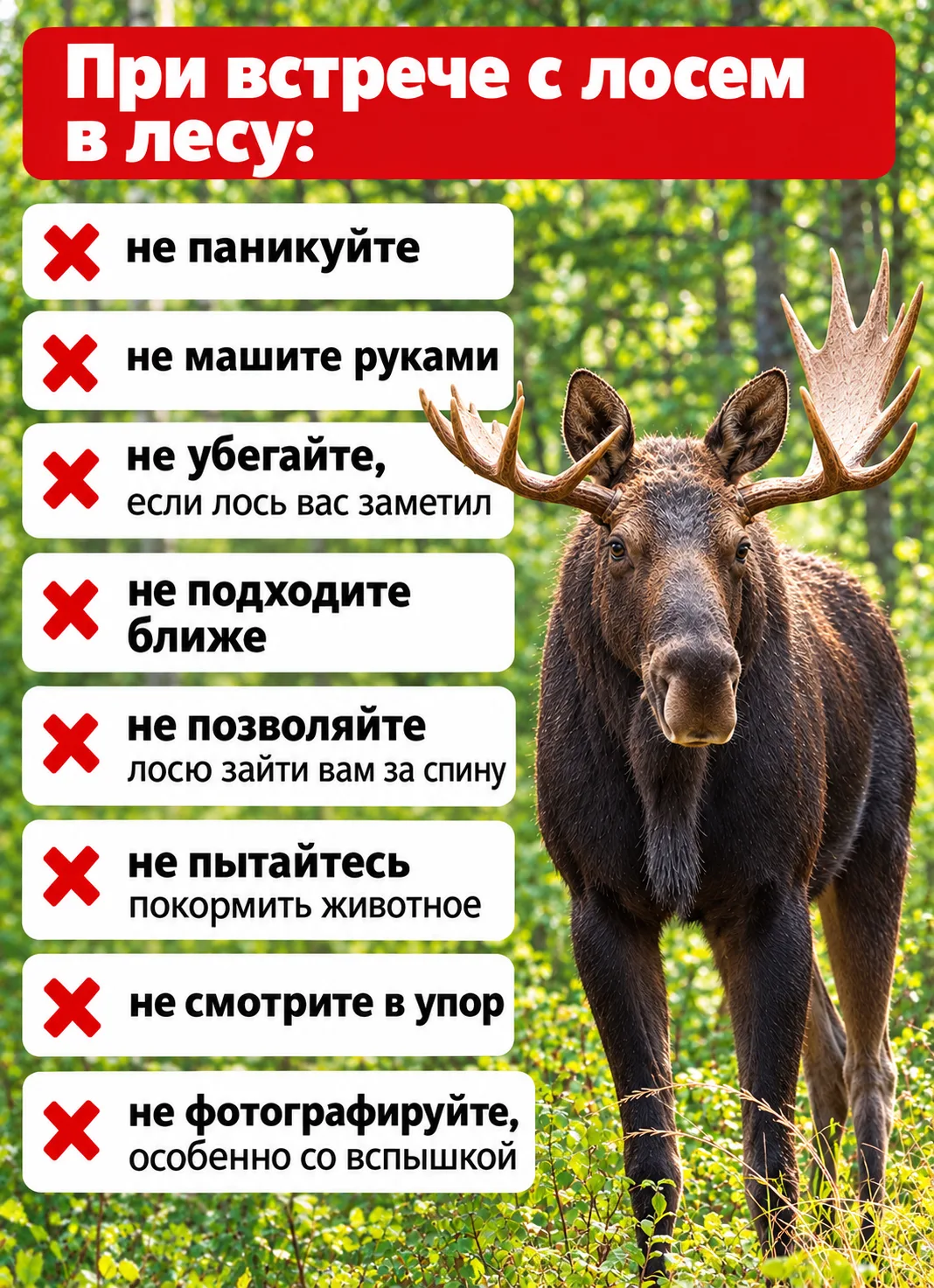 В Мытищах напомнили как вести себя при встрече с лосями. В период гона их можно встрети...