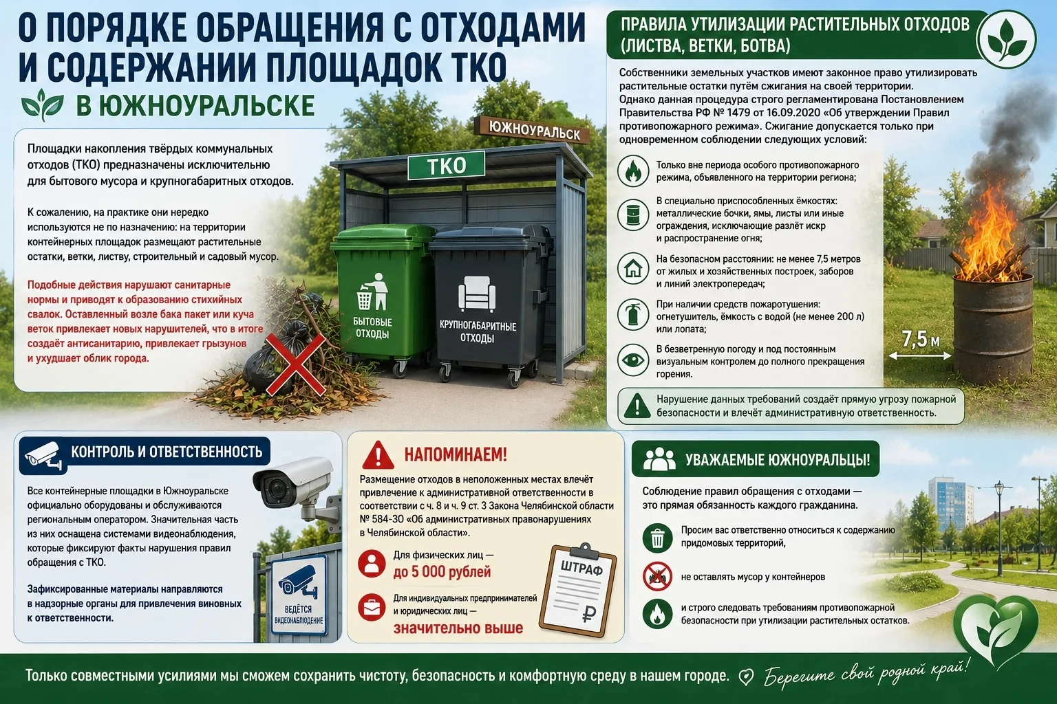 🗑 О порядке обращения с отходами и содержании площадок ТКО в Южноуральске