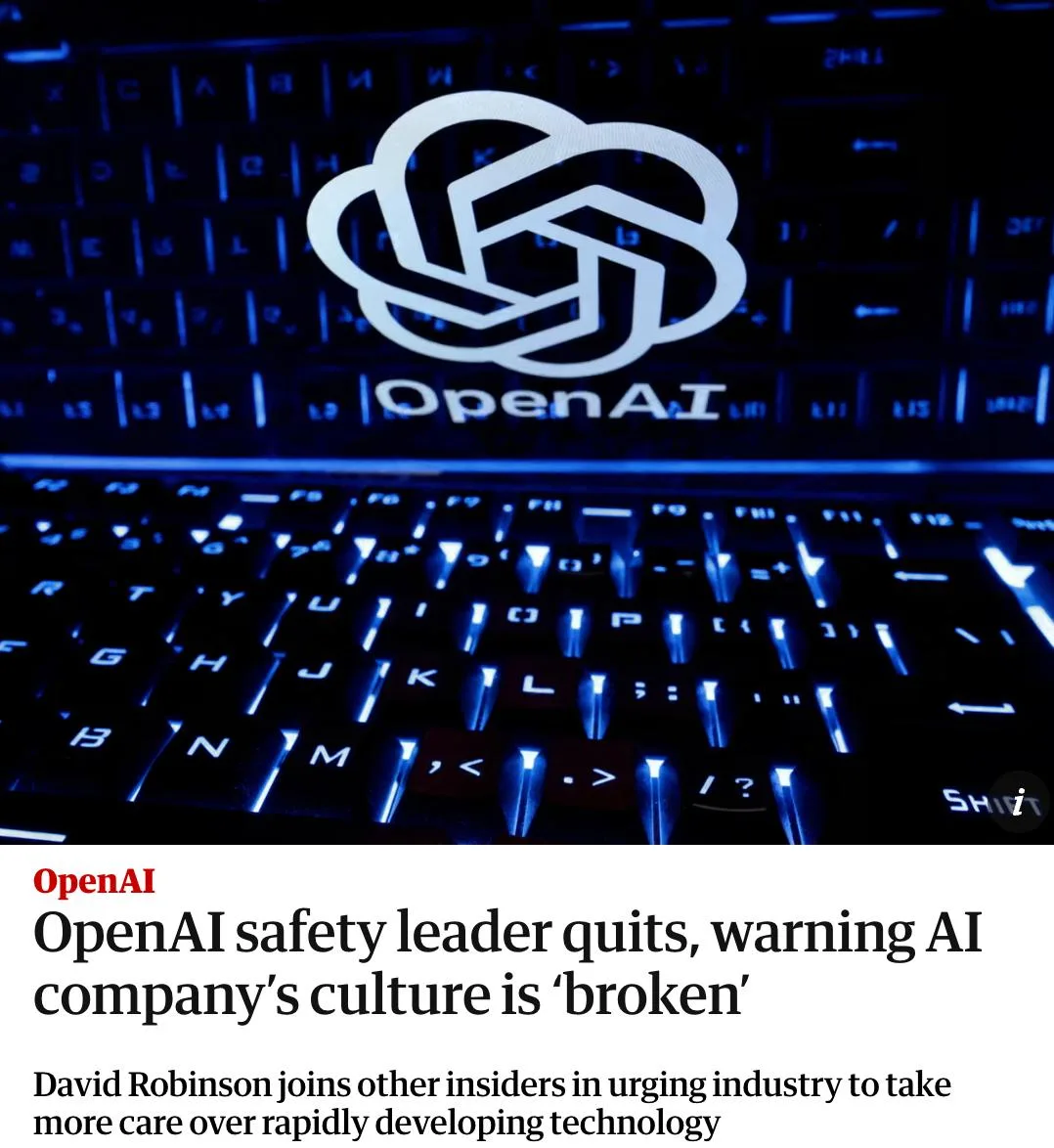 Тревожные звоночки: из OpenAI постоянно увольняются безопасники. Дэвид Робинсов 3,5 год...