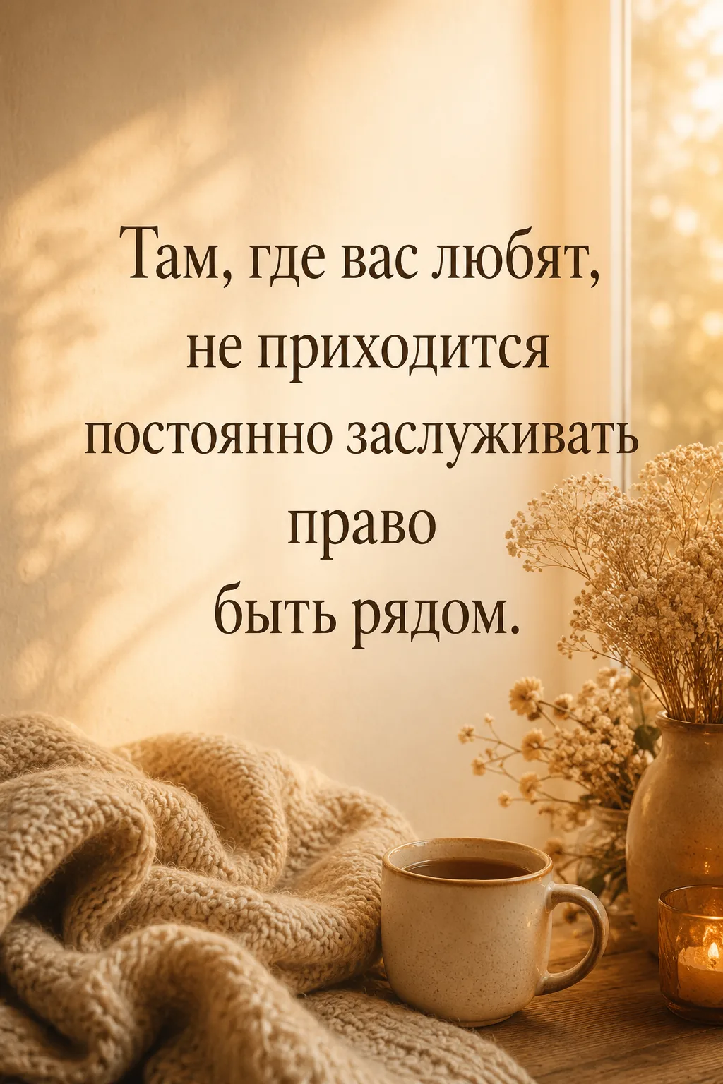 Там, где вас любят, не приходится постоянно заслуживать право быть рядом.