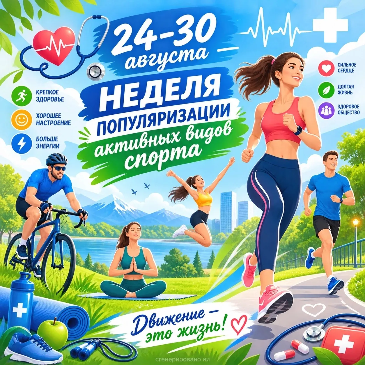 🏥Неделя популяризации активных видов спорта объявлена с 24 по 30 августа.