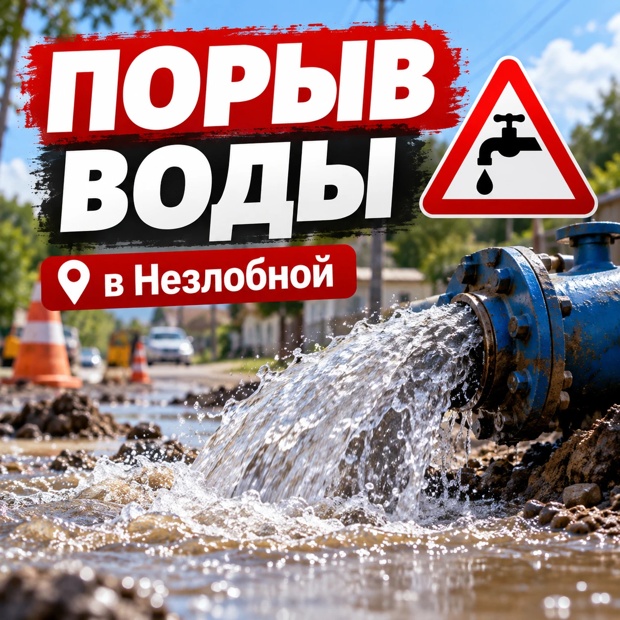 В станице Незлобной на улице Жукова произошел порыв трубы, из-за чего временно отключен...
