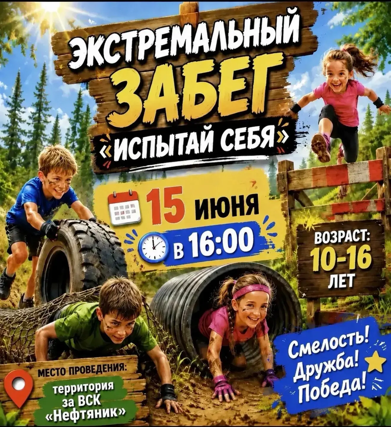 Экстремальный забег «Испытай себя». 🔥

📣📣15 июня состоится экстремальный забег «Испытай себя» — д