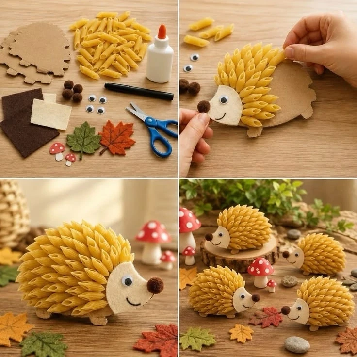 🪅Творчество совместно с детьми.🤗
🦔 Милые ёжики, сделанные из макаронных изделий.