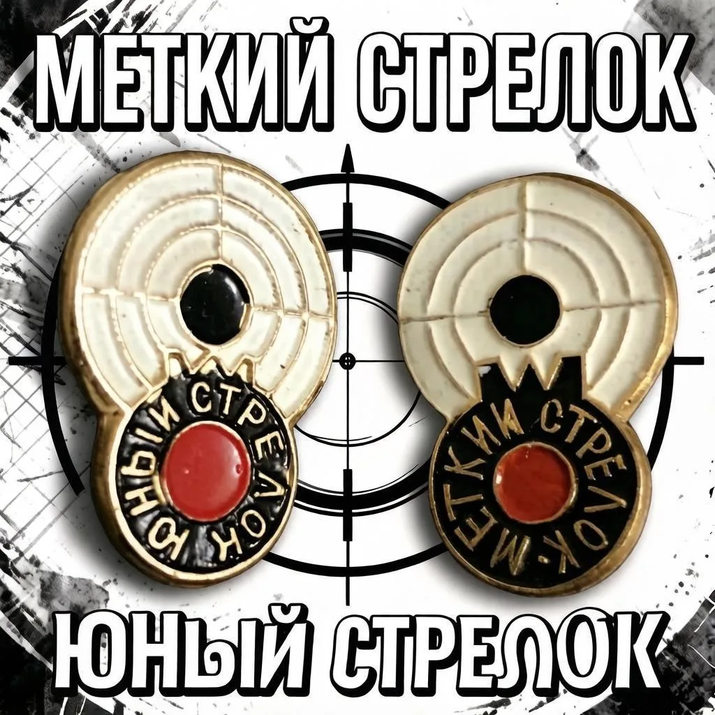 Значки «Юный стрелок» и «Меткий стрелок» — награды ДОСААФ СССР за выполнение стрелковых...