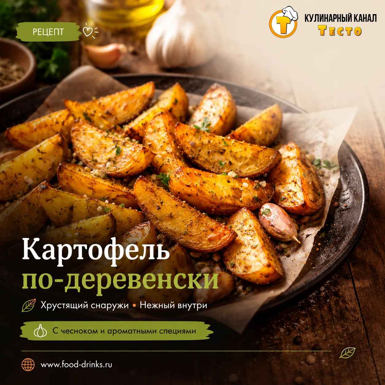 Этот картофель — моя любовь с первого кусочка. Хрустящая корочка, мягкая рассыпчатая се...