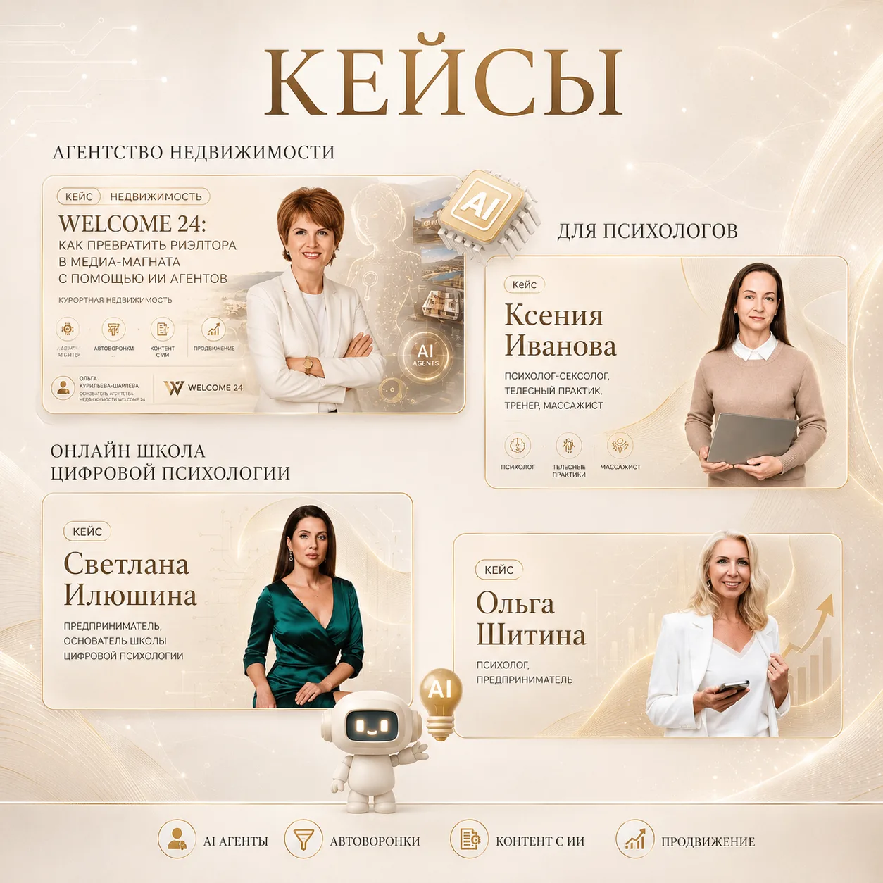Хотите увидеть, как ИИ помогает в разных нишах?
-Агентства недвижимости
-Психологи и коучи
-Онлайн-ш