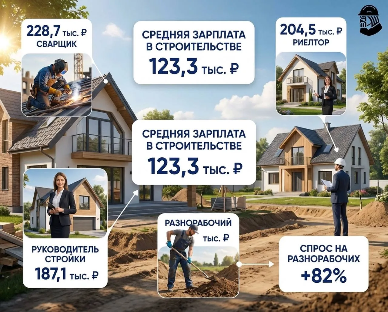 Зарплаты в строительстве выросли до 123 тысяч рублей: кто получает больше всех