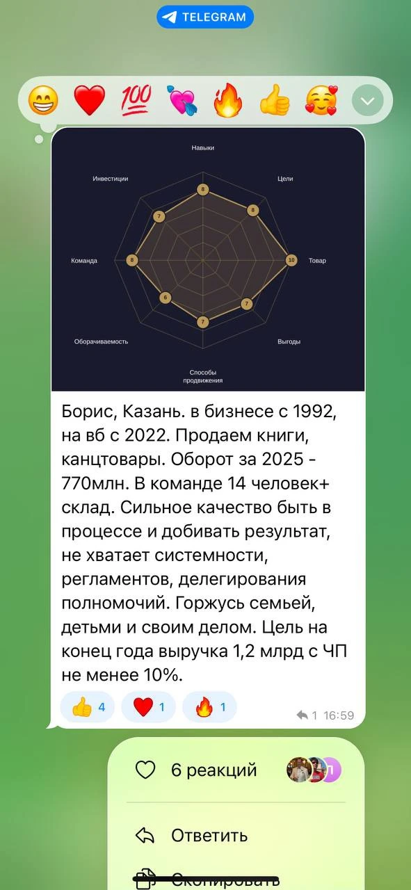 Диагностика бизнеса за 5 минут — Колесо ВБ

Бизнес работает. Выручка есть, но прибыль не та. Внешка 