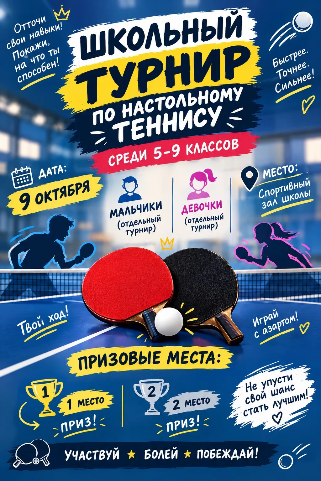 🏓 Попробуй свои силы на соревнованиях по настольному теннису!
