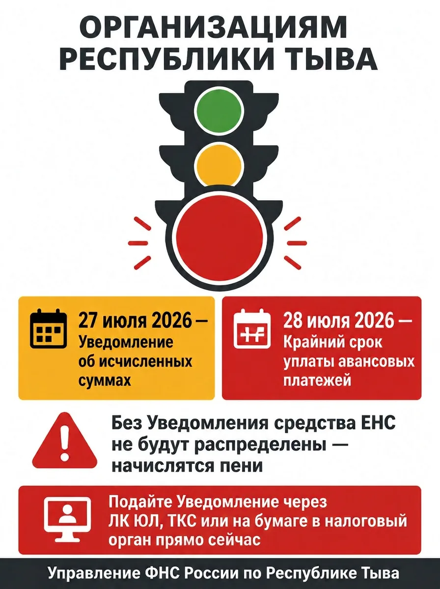 Управление ФНС России по Республике Тыва напоминает о необходимости своевременного исполнения налого