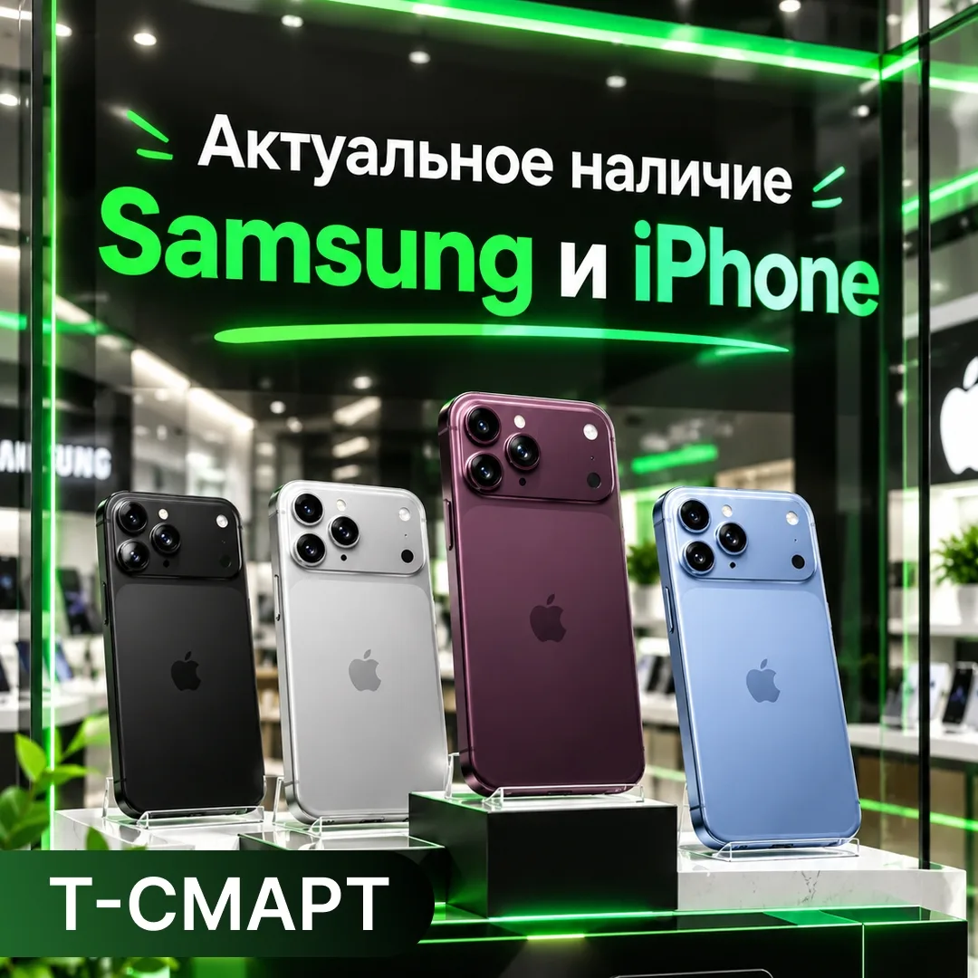 АКТУАЛЬНОЕ НАЛИЧИЕ iPhone и Samsung в наших магазинах