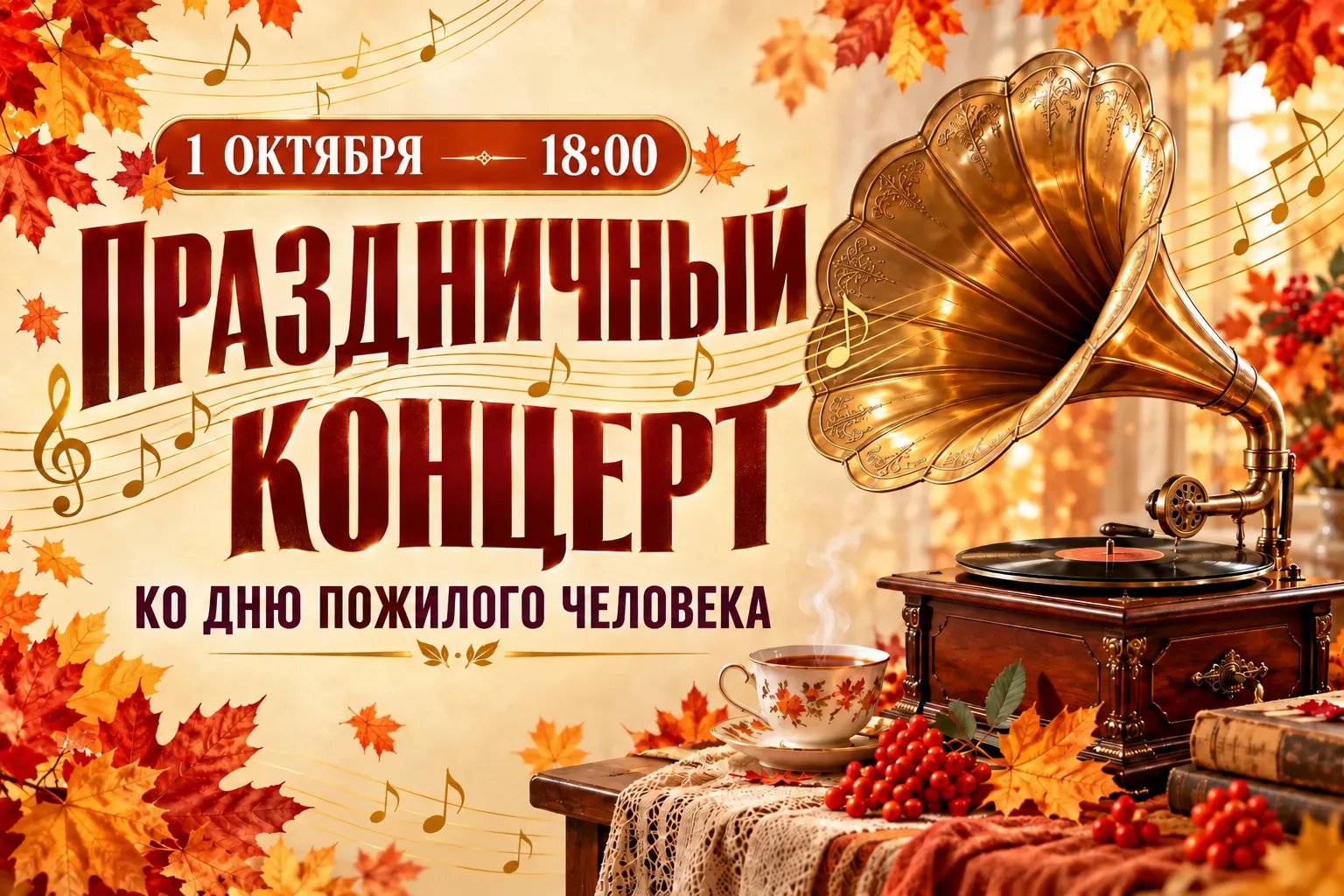 🍁 Приглашаем на праздничный концерт ко Дню пожилого человека!