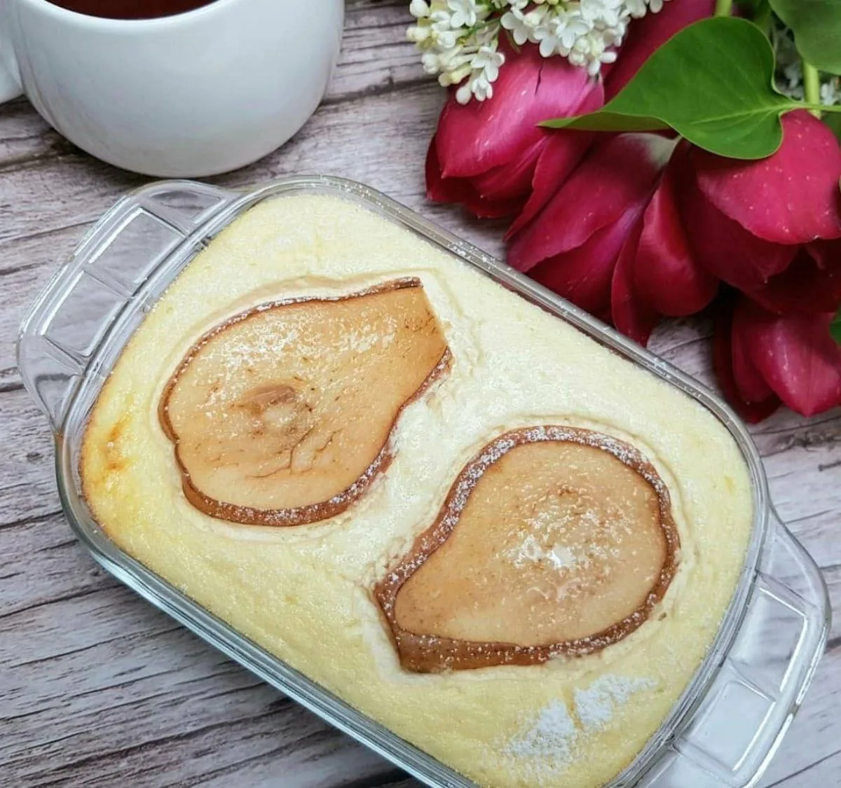 ТВОРОЖНОЕ СУФЛЕ С ГРУШЕЙ