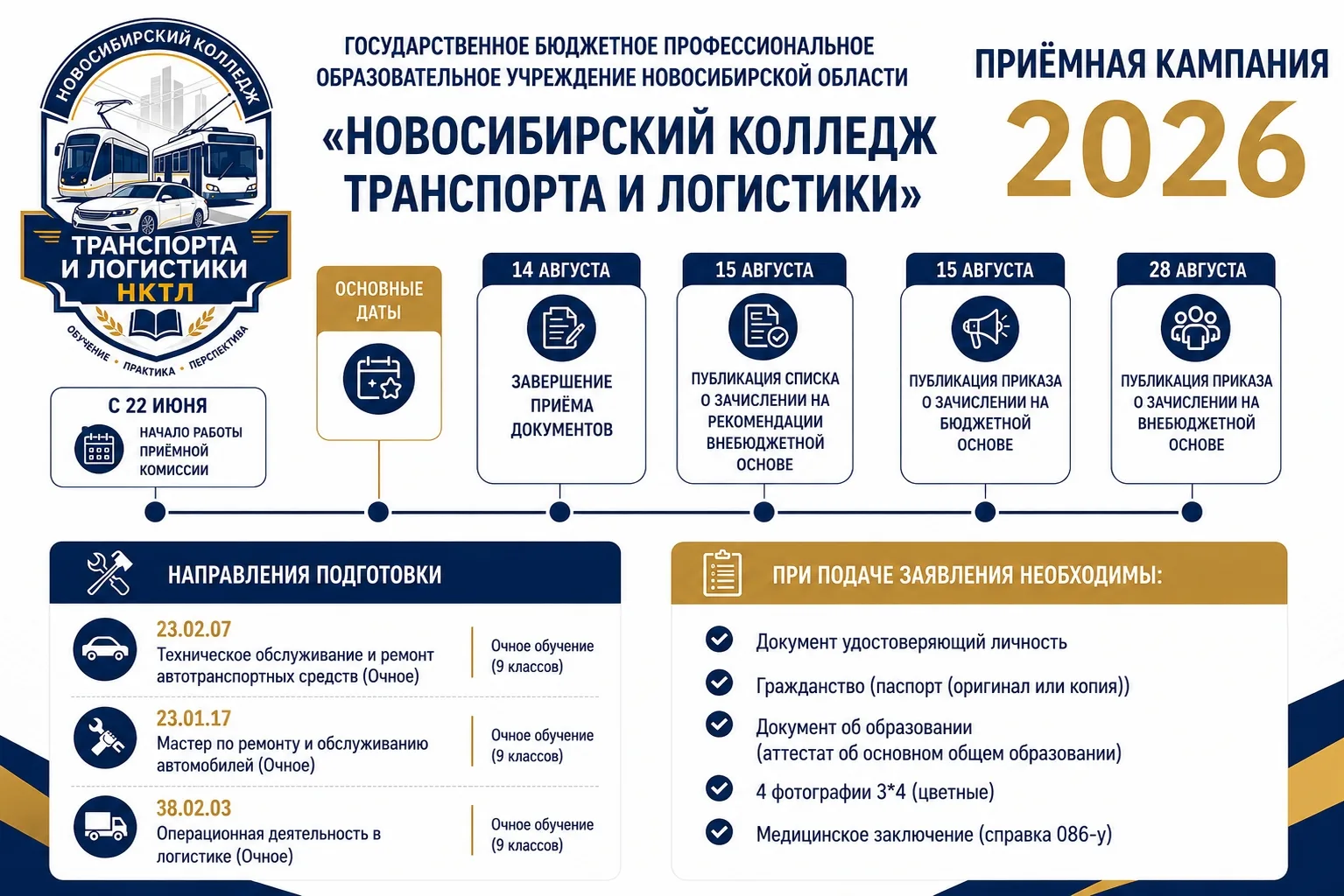 🚂 Приёмная кампания – 2026 в Новосибирском колледже транспорта и логистики!

🎓 Государственное бюд