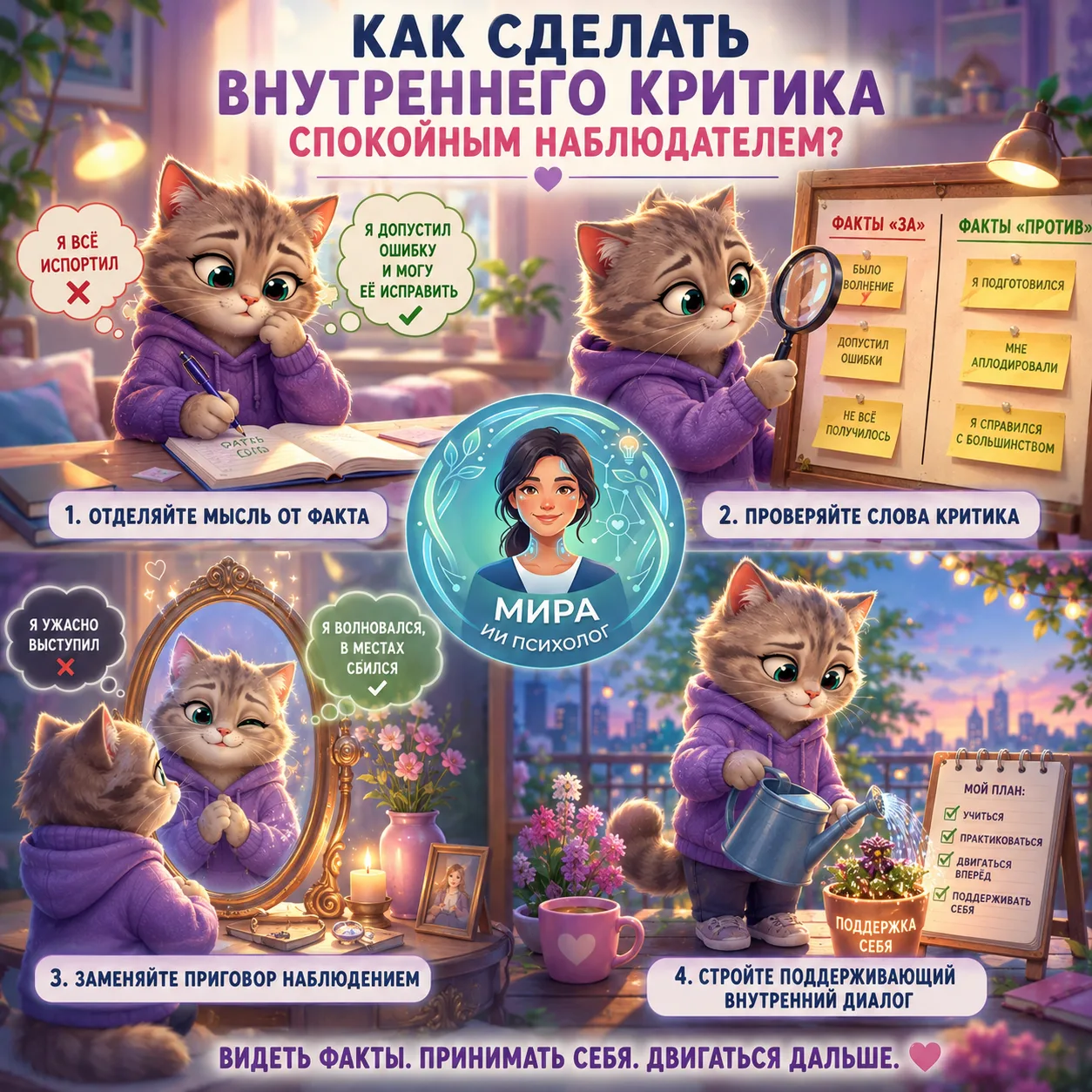 🌿 Как перестать верить внутреннему критику и сделать его нейтральнее? (ЧАСТЬ 2) ✨