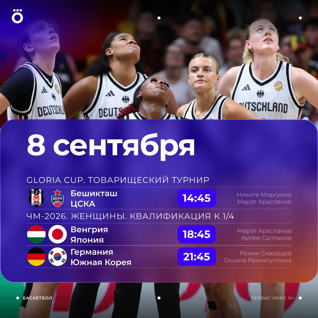 👀 Начнем день с Gloria Cup, а завершим его квалификационными встречами женского ЧМ-2026.