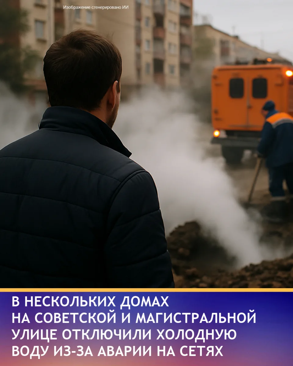 Из-за порыва на сетях холодного водоснабжения отключили в домах №7, 11 и 13 по улице Советской, а та