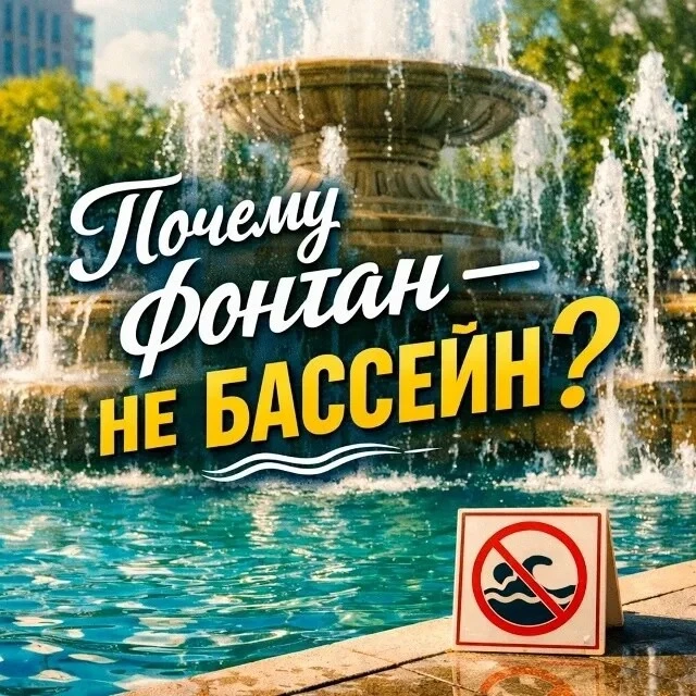 💦 Фонтан манит прохладой? Не спешите купаться!

Вода здесь техническая — в ней есть специальные д