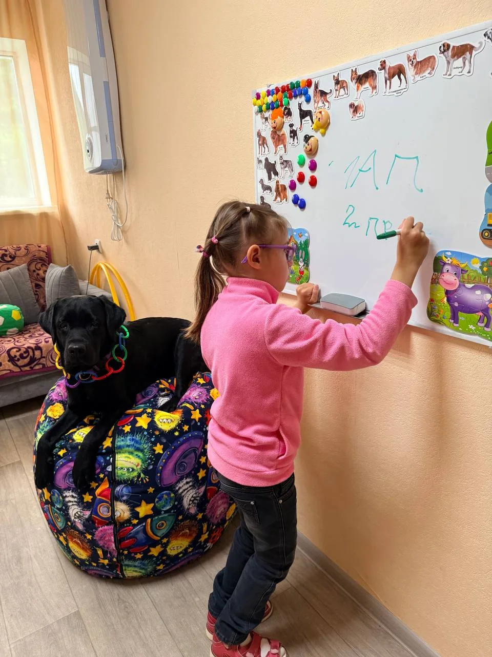 🎒🐾 Всё лето Миля помогала ребятам готовиться к школе!