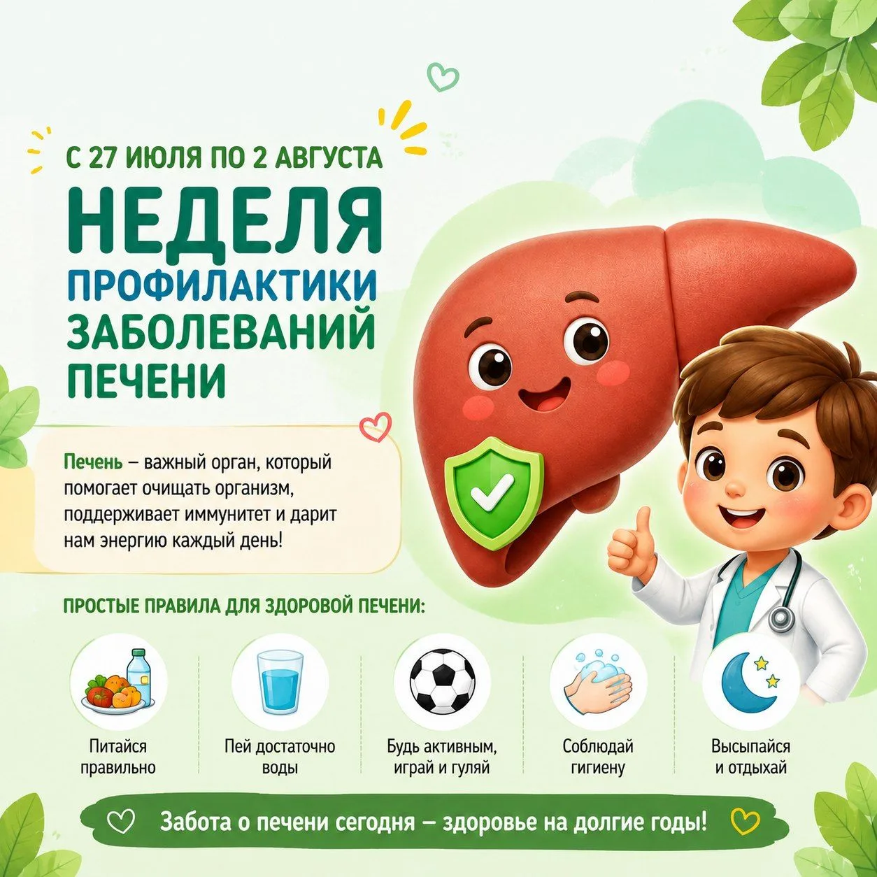 ✨С 27 июля по 2 августа проходит Неделя профилактики заболеваний печени в честь Всемирного дня борьб
