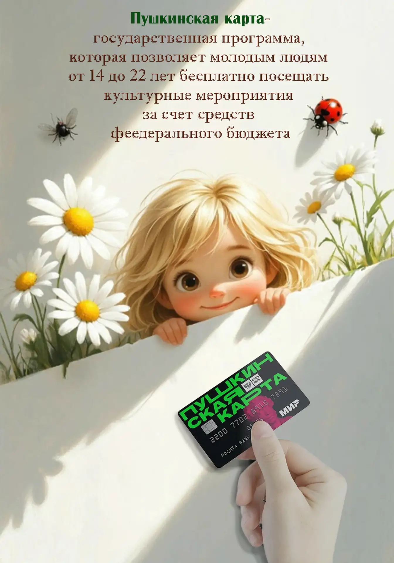 ✨В 2026 году номинал Пушкинской карты составит 5 000 рублей (из них 2000 рублей на кино).