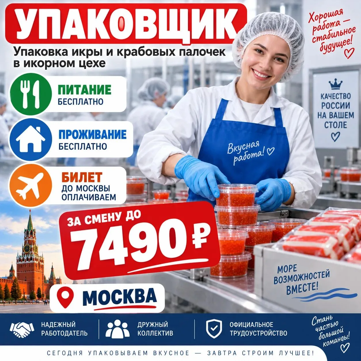 РАБОТНИК ИКОРНОГО ЦЕХА В МОСКВЕ, РАБОТА ВАХТОЙ.