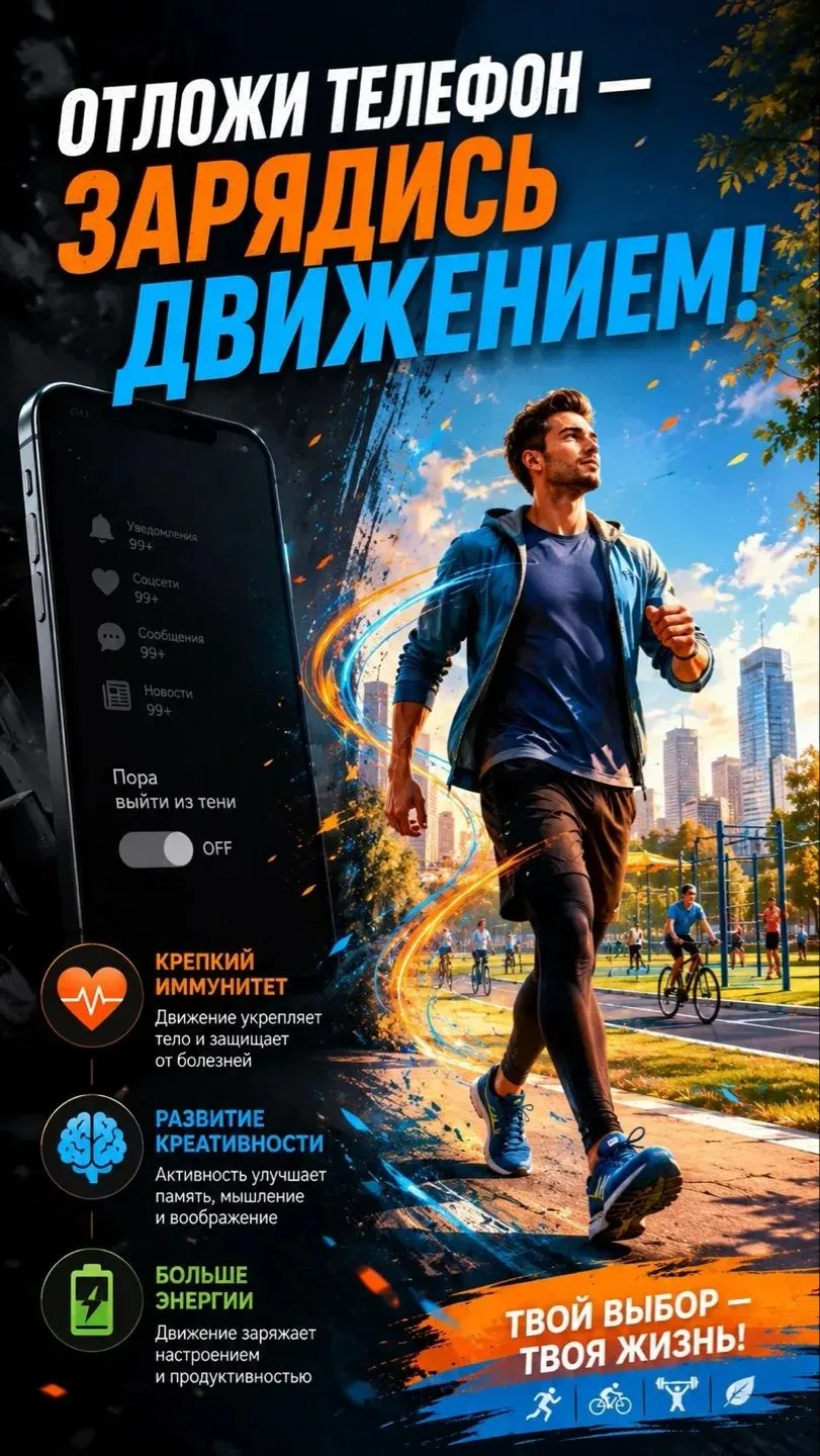 Сколько минут сегодня ты провёл в телефоне? А сколько — в движении?