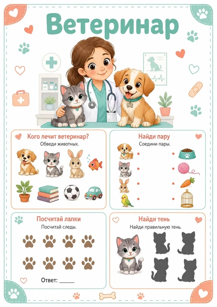 РАБОЧИЕ ЛИСТЫ «ПРОФЕССИИ» 👩‍🍳👨‍🚒👩‍⚕️