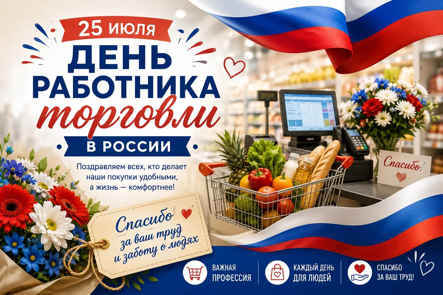 🛍️ 25 июля - День работника торговли в России

Сегодня в России отмечается День работника торговли 