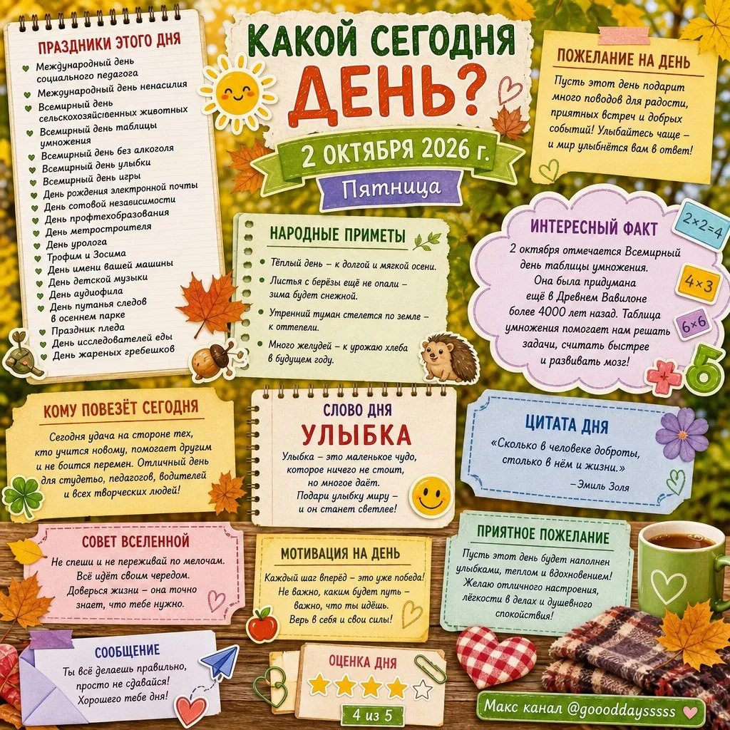 🗓️ Пятница, 2 октября 2026 г.