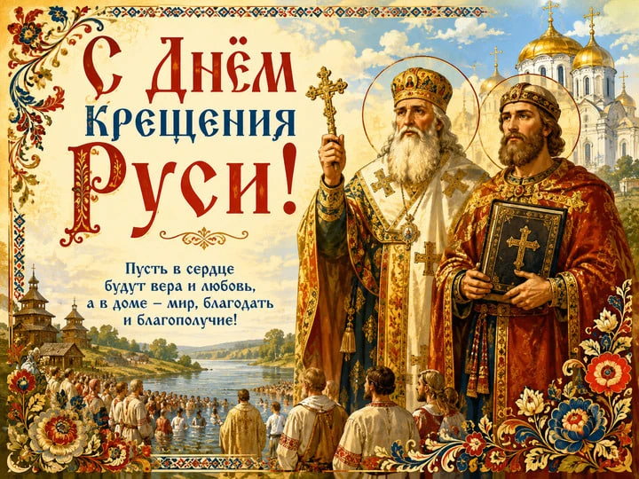 28 июля – день памяти Святого Равноапостольного князя Владимира и Крещение Руси.
Поздравляем!