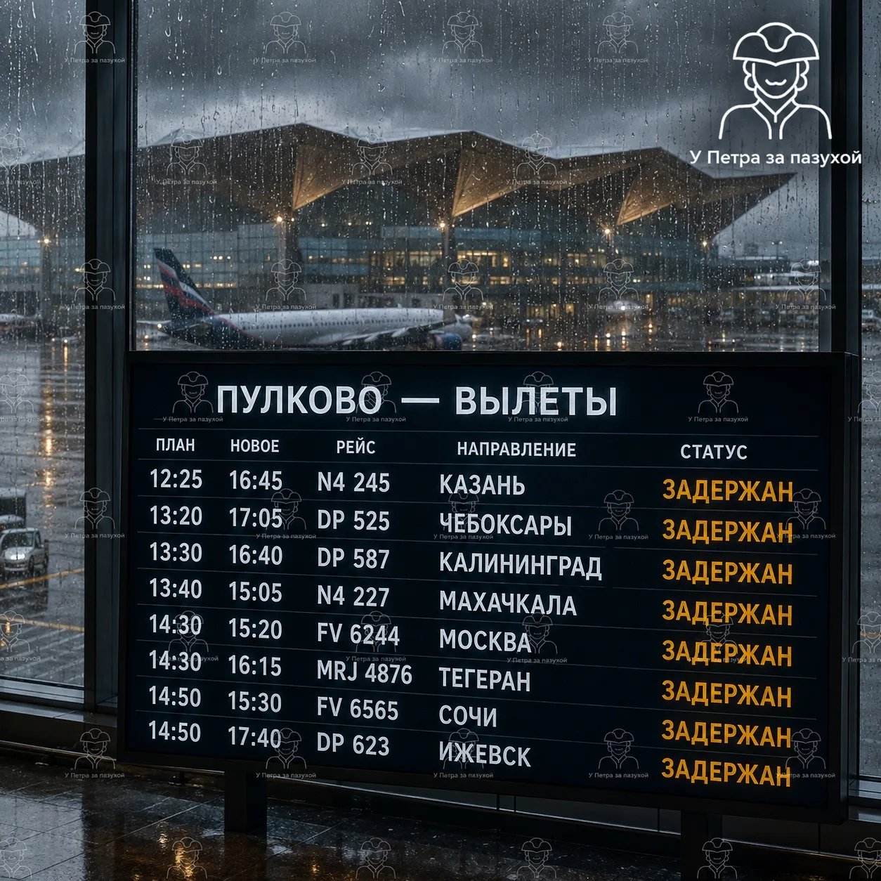⚡️ Сильный ливень задержал рейсы в Пулково