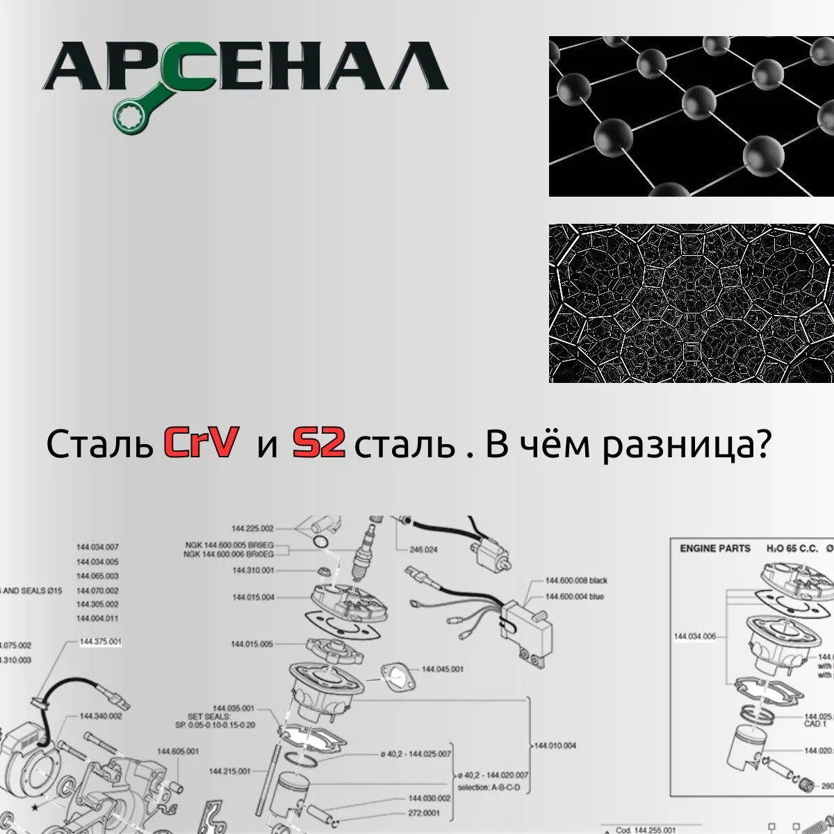 Сталь CrV и сталь S2. В чём разница?

В наборах Арсенал используется две марки стали: CrV и S2. У ка