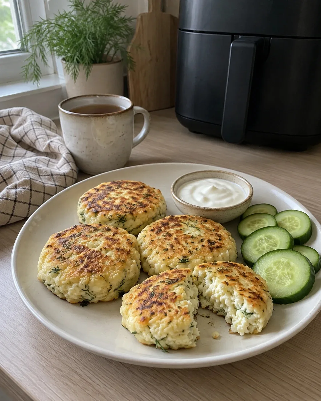 🧀 Творожные лепёшки с сыром и зеленью в аэрогриле