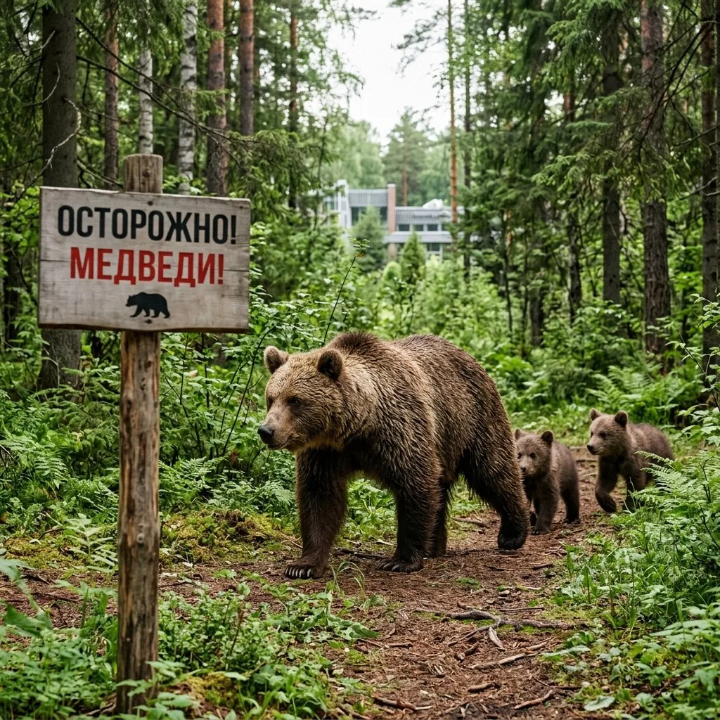 В Академгородке замечена медведица с медвежатами