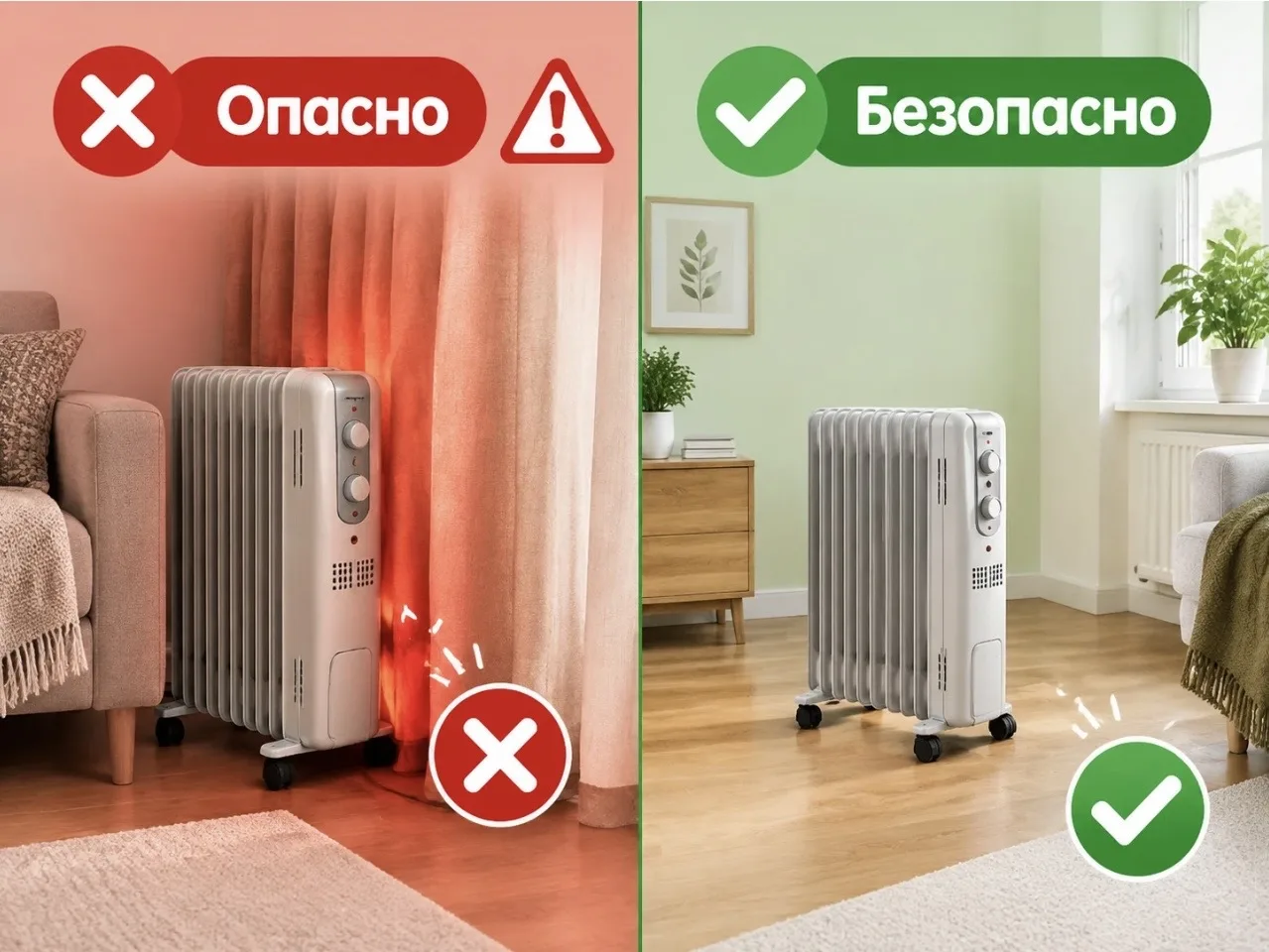 Предупреждение от МЧС: соблюдайте осторожность при использовании обогревателей.