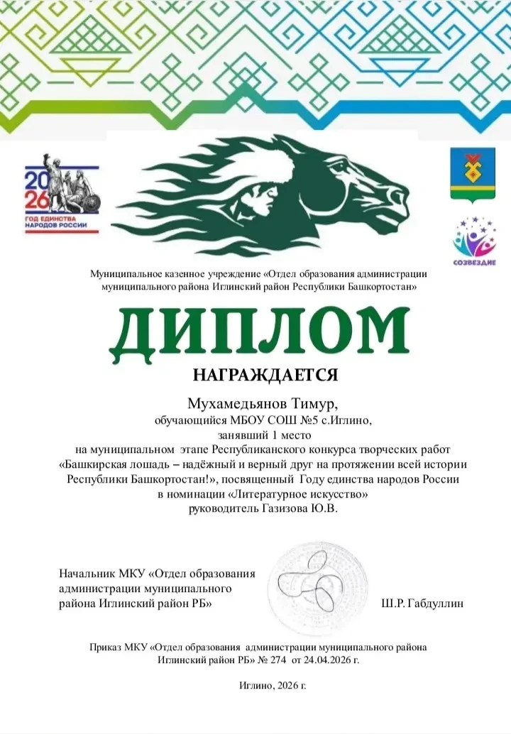 🔆🔆🔆Поздравляем победителей и призёров муниципального этапа Республиканского конкурса творческих рабо