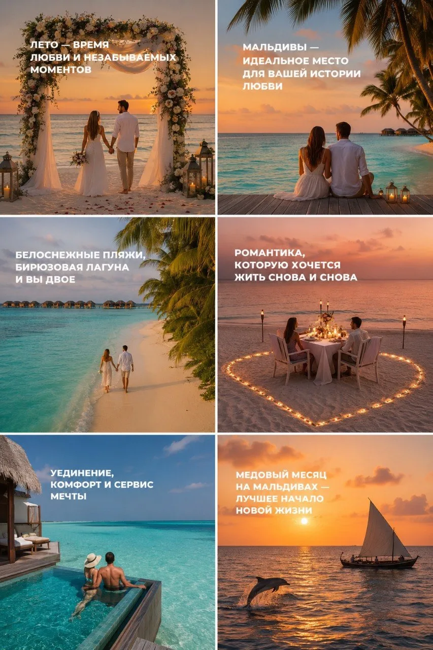 💍 ЛЕТО — ВРЕМЯ ЛЮБВИ И НЕЗАБЫВАЕМЫХ МОМЕНТОВ

Что может быть романтичнее свадьбы на Мальдивах? Бело