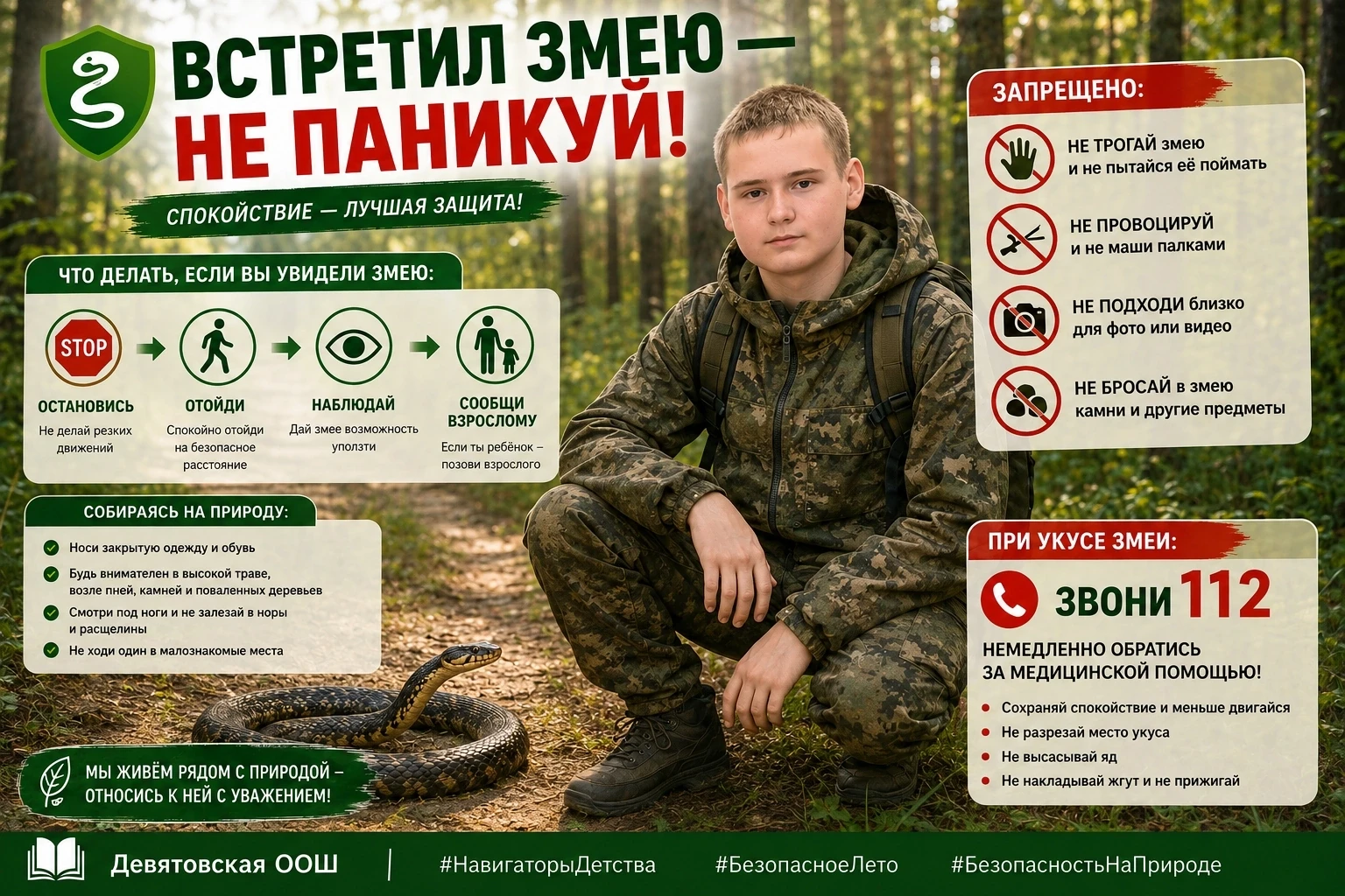 🐍 ВСТРЕТИЛ ЗМЕЮ — НЕ ПАНИКУЙ!