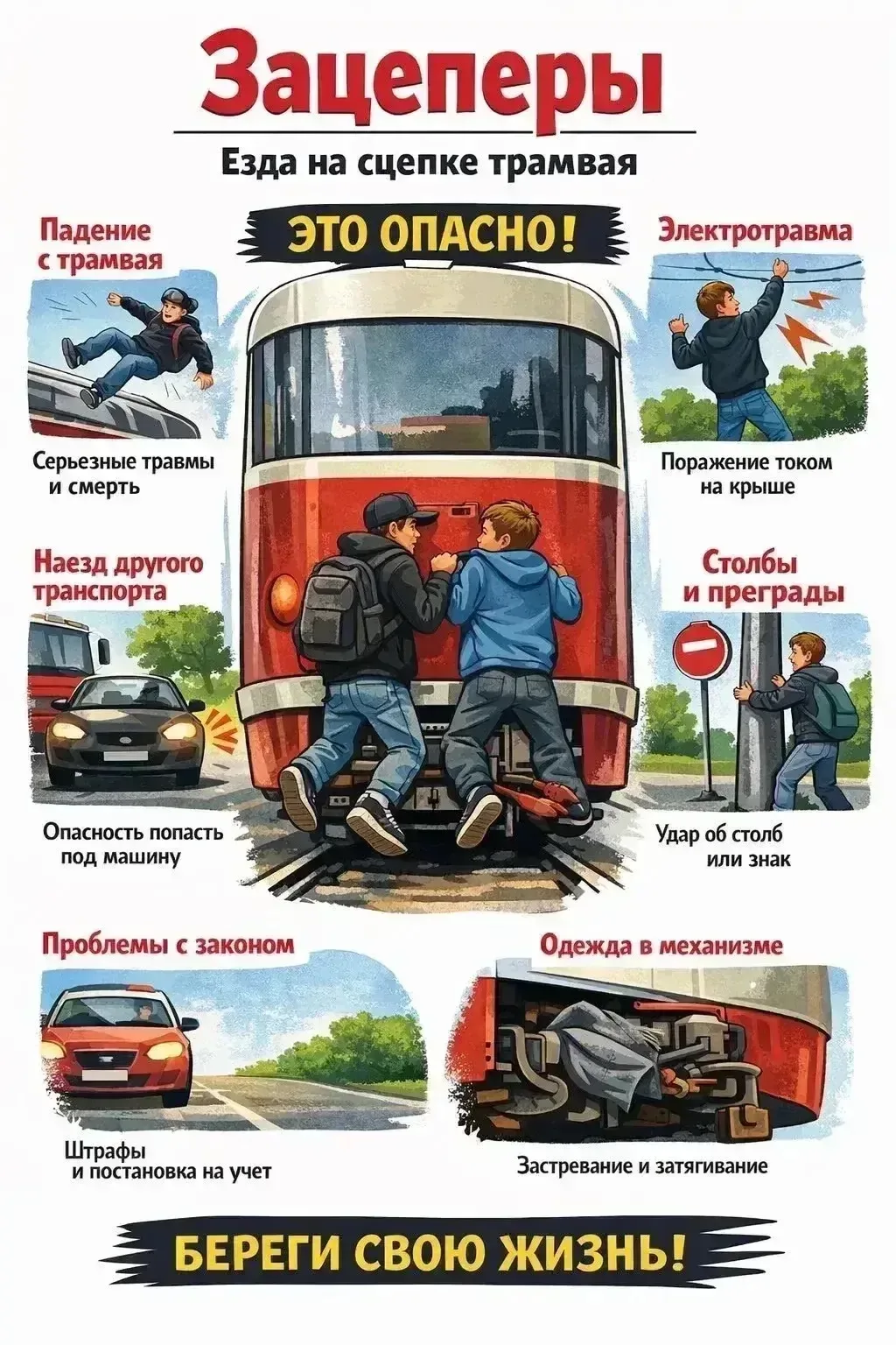 Дорогие подписчики!  С приходом тепла на улицах появились не только цветы, но и зацеперы🚊  Мы напоми