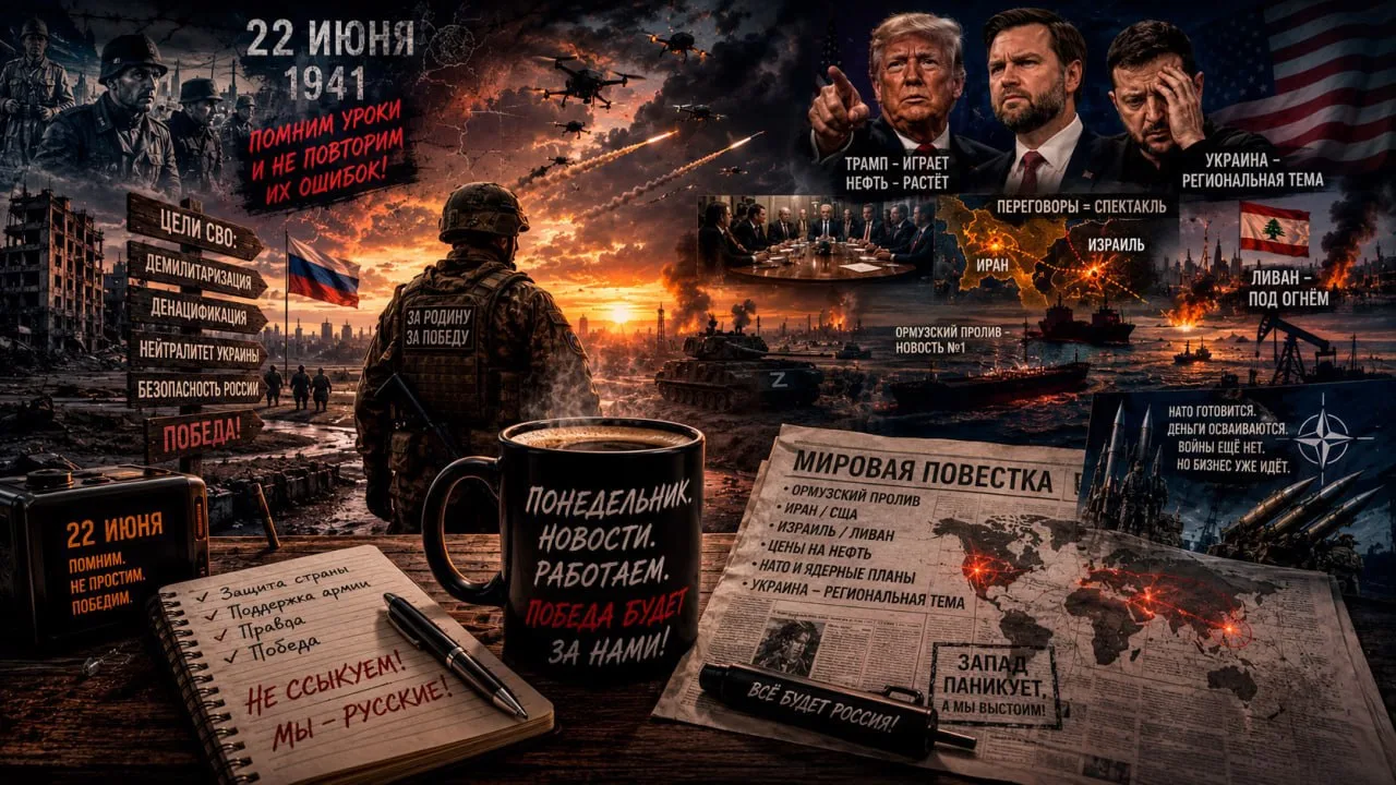Не доброе утро понедельника, 22 июня… 

🙏Сначала начнем с того, что сегодня дата, которую мы все по