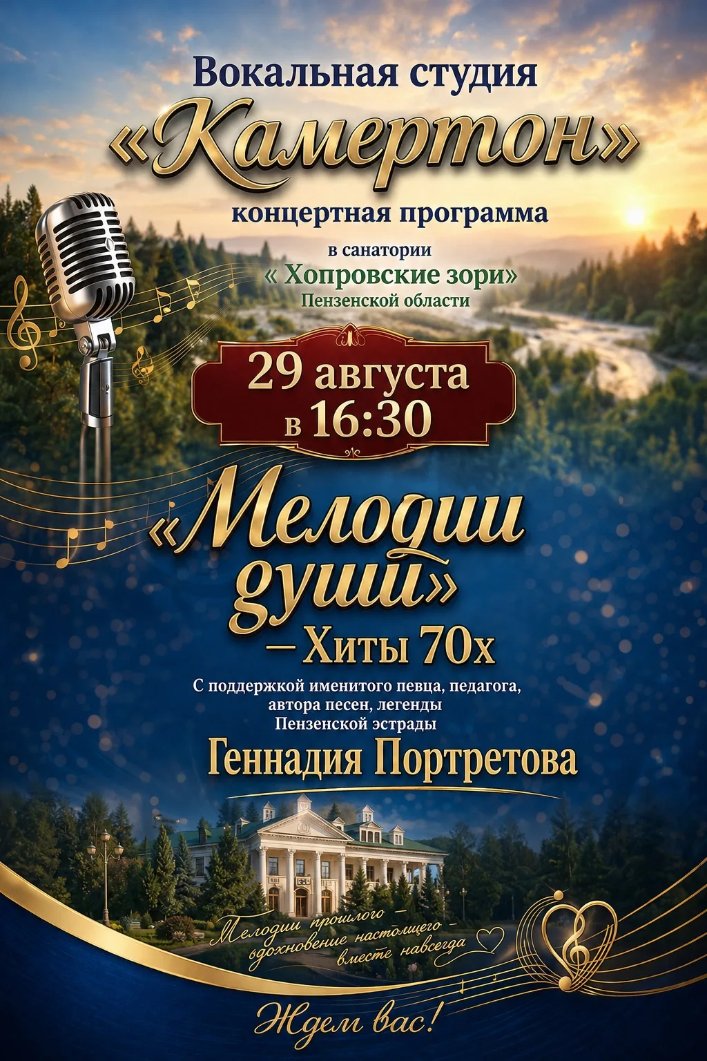🎶29 августа в 16:30 в санатории «Хопровские зори» (Пензенская область) состоится концертная програм