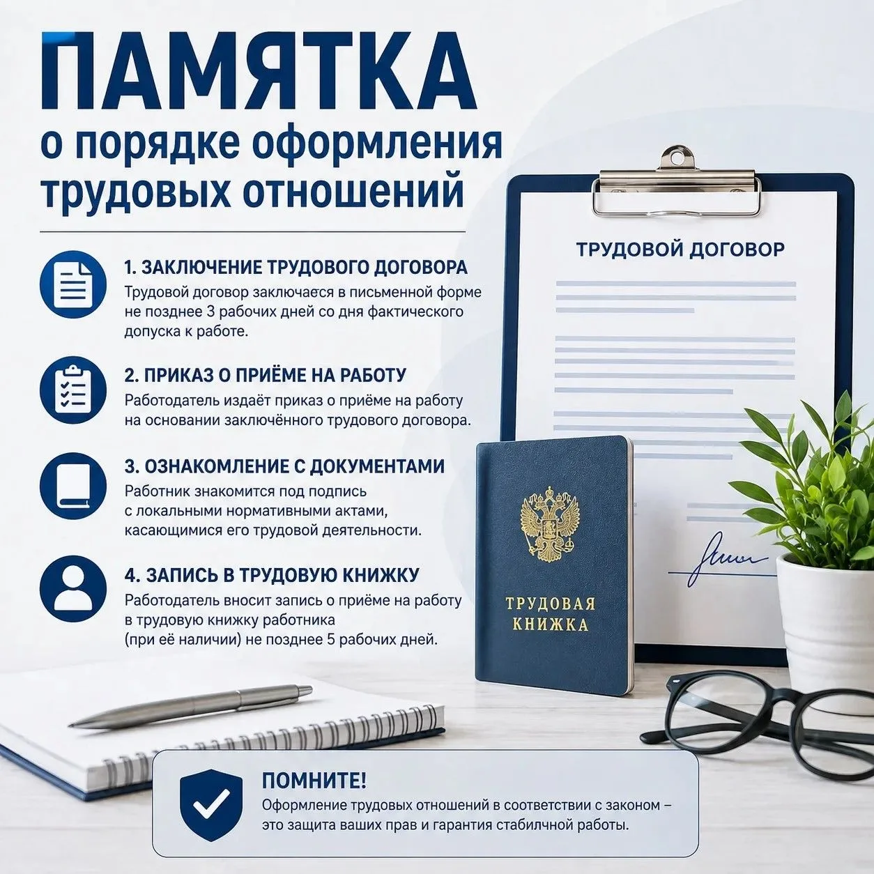 Памятка о порядке оформления трудовых отношений  🤝