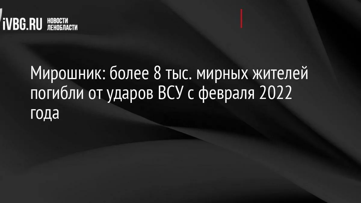 Мирошник: более 8 тыс. мирных жителей погибли от ударов ВСУ с февраля 2022 года