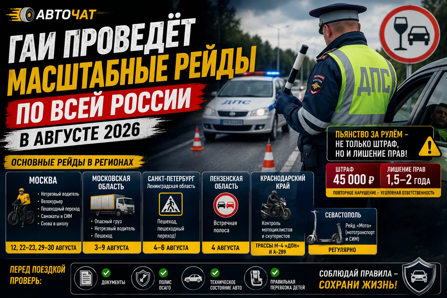 ГАИ проведёт масштабные рейды по всей России в августе