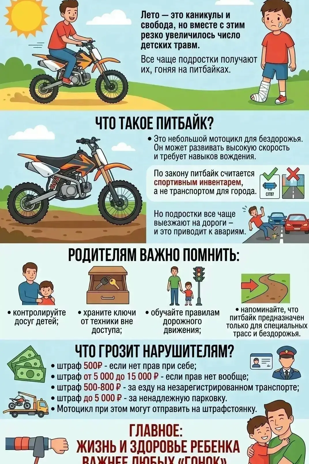 Ответственность родителей за доступ к ТС в том числе по использованию Питбайка по не на...
