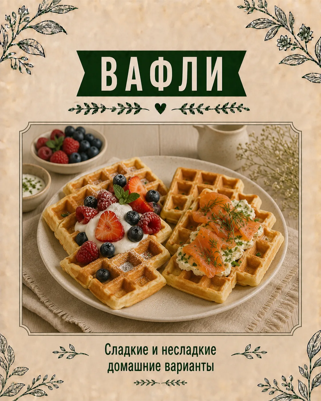 Вафли бывают не только сладкими: творожные, зелёные и даже кабачковые. Отличная подборк...